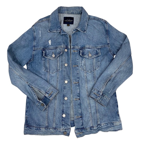 Lucky Brand Jackets & Blazers - Lucky Brand Classic Jean Jacket in Blue Wash Denim Distressed Style Size Small